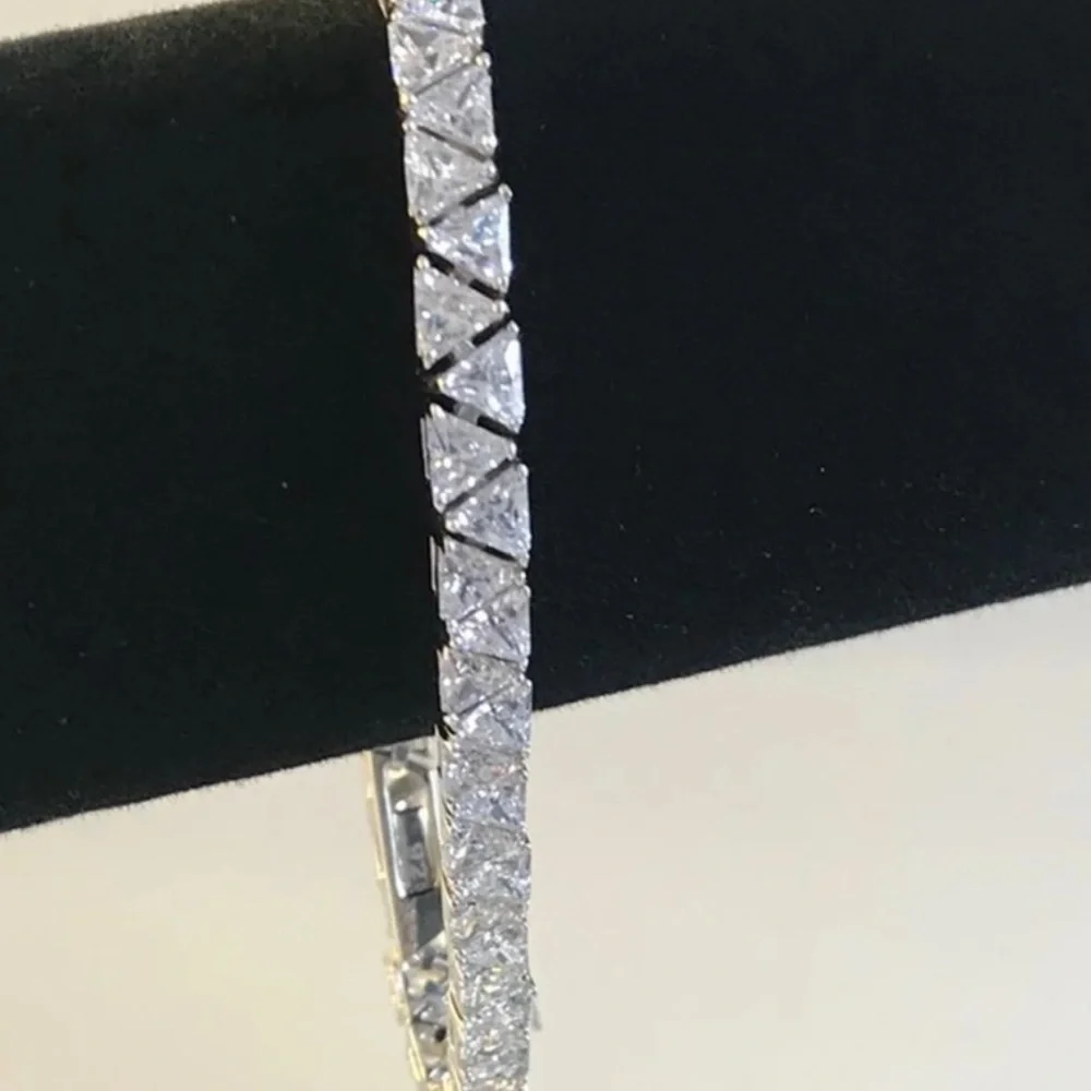 18k 13ct Trillion Tennis Bracelet - Picture 3 of 14